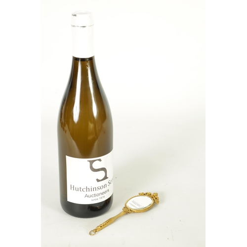 30 - A LATE 19TH CENTURY VIENNA PORCELAIN AND GILT METAL MINIATURE HAND MIRROR the oval convex plaque pai... 