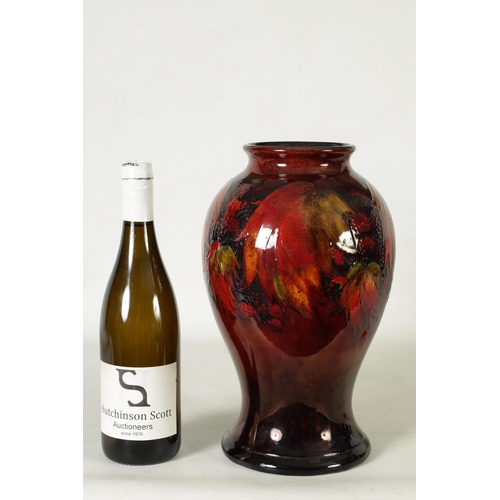 36 - A 1930's/40's WILLIAM MOORCROFT INVERTED BALUSTER LAMP BASE OF LARGE SIZE tube lined and decorated i... 