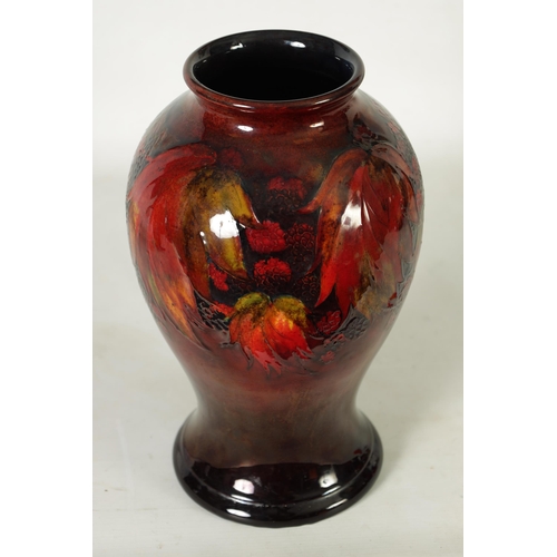 36 - A 1930's/40's WILLIAM MOORCROFT INVERTED BALUSTER LAMP BASE OF LARGE SIZE tube lined and decorated i... 