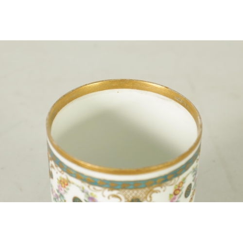 37 - AN 18TH CENTURY ORMOLU MOUNTED SERVES JAR AND COVER with shaped cut-out leafwork plinth and fruit fi... 