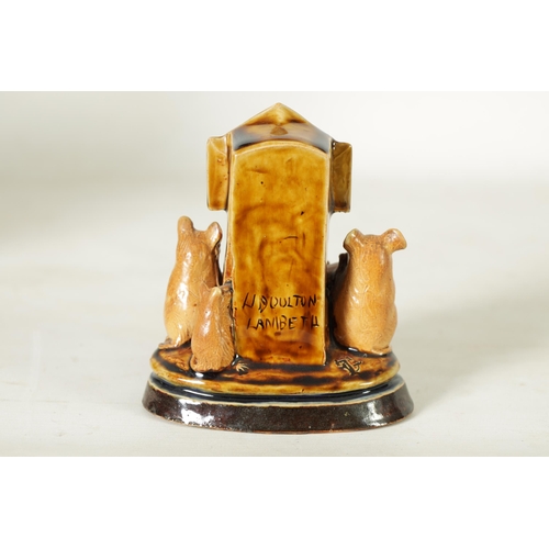 47 - A DOULTON LAMBETH TWO-TONE SHADED BROWN SALT GLAZED 'PLAY GOERS' GROUP OF MICE BY GEORGE TINWORTH CI... 