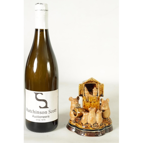 47 - A DOULTON LAMBETH TWO-TONE SHADED BROWN SALT GLAZED 'PLAY GOERS' GROUP OF MICE BY GEORGE TINWORTH CI... 