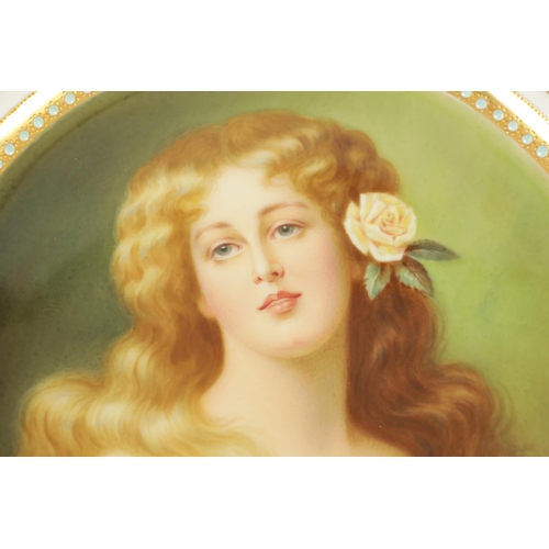 49 - A FINE LATE 19TH CENTURY B.P.M VIENNA PORCELAIN CABINET PLATE SIGNED E.VOLK the richly gilded panell... 