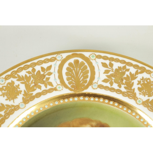 49 - A FINE LATE 19TH CENTURY B.P.M VIENNA PORCELAIN CABINET PLATE SIGNED E.VOLK the richly gilded panell... 