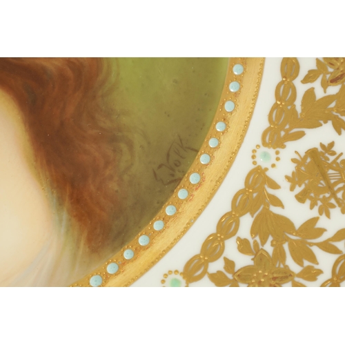 49 - A FINE LATE 19TH CENTURY B.P.M VIENNA PORCELAIN CABINET PLATE SIGNED E.VOLK the richly gilded panell... 