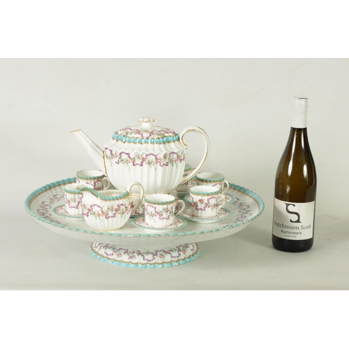 52 - AN UNUSUAL LATE 19TH CENTURY COPELAND SPODE CABARET SET comprising six fluted edge small teacups and... 