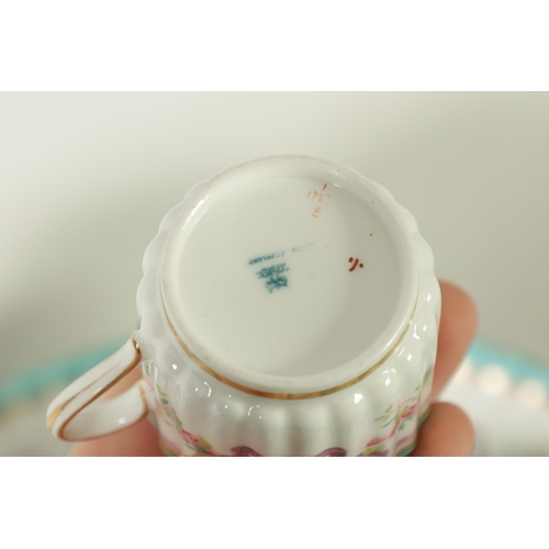 52 - AN UNUSUAL LATE 19TH CENTURY COPELAND SPODE CABARET SET comprising six fluted edge small teacups and... 