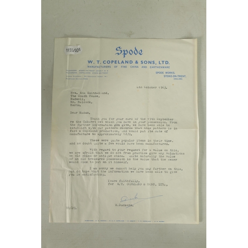 52 - AN UNUSUAL LATE 19TH CENTURY COPELAND SPODE CABARET SET comprising six fluted edge small teacups and... 