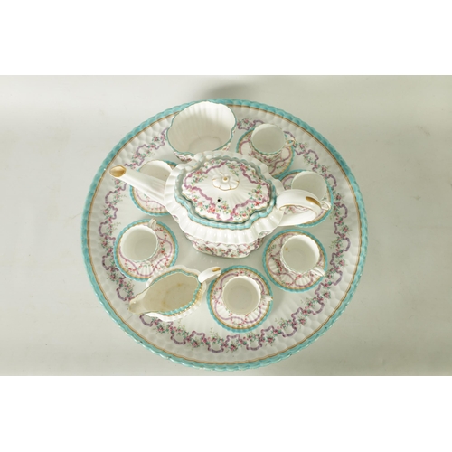 52 - AN UNUSUAL LATE 19TH CENTURY COPELAND SPODE CABARET SET comprising six fluted edge small teacups and... 