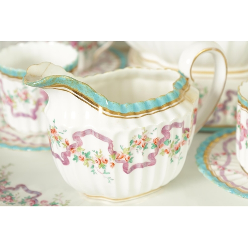 52 - AN UNUSUAL LATE 19TH CENTURY COPELAND SPODE CABARET SET comprising six fluted edge small teacups and... 