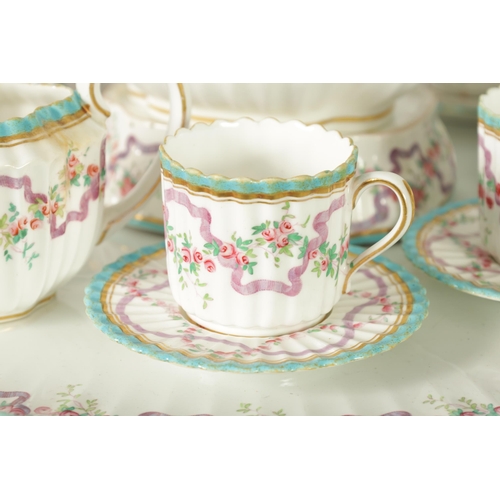 52 - AN UNUSUAL LATE 19TH CENTURY COPELAND SPODE CABARET SET comprising six fluted edge small teacups and... 