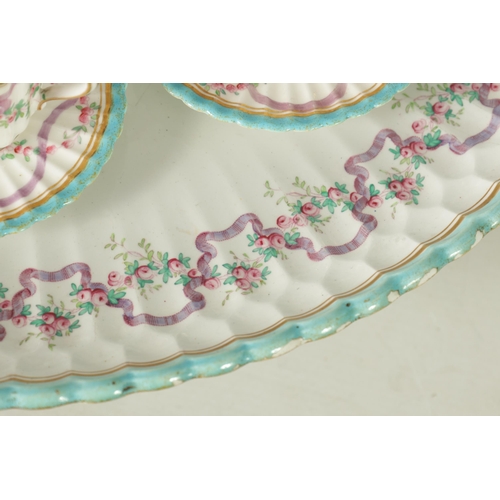 52 - AN UNUSUAL LATE 19TH CENTURY COPELAND SPODE CABARET SET comprising six fluted edge small teacups and... 