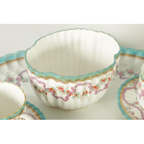52 - AN UNUSUAL LATE 19TH CENTURY COPELAND SPODE CABARET SET comprising six fluted edge small teacups and... 