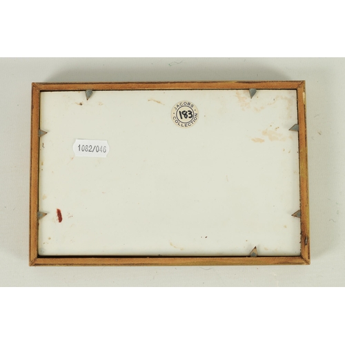 53 - A 19TH CENTURY WEDGEWOOD TYPE TERRACOTTA GROUND PORCELAIN PLAQUE with blanc de chine figural decorat... 