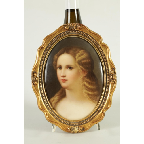 56 - A PAIR OF LATE 19TH CENTURY VIENNA OVAL CONVEX HANGING PLAQUES each depicting bust portraits of youn... 