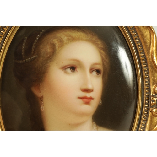 56 - A PAIR OF LATE 19TH CENTURY VIENNA OVAL CONVEX HANGING PLAQUES each depicting bust portraits of youn... 