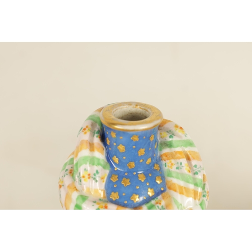 57 - A PAIR OF 19TH CENTURY FRENCH FIGURAL PORCELAIN PERFUME BOTTLES BY JACOB PETIT colourfully painted a... 