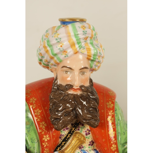 57 - A PAIR OF 19TH CENTURY FRENCH FIGURAL PORCELAIN PERFUME BOTTLES BY JACOB PETIT colourfully painted a... 