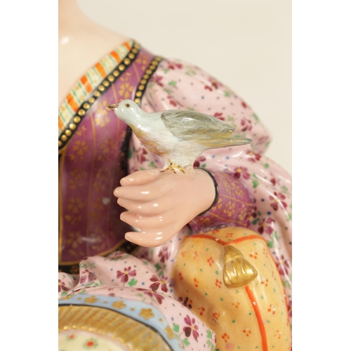 57 - A PAIR OF 19TH CENTURY FRENCH FIGURAL PORCELAIN PERFUME BOTTLES BY JACOB PETIT colourfully painted a... 