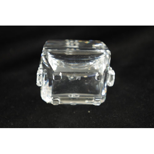 6 - A 20TH CENTURY SELECTION OF SWAROVSKI CRYSTAL comprising 3 coloured hearts, ball and chest (4.5cm ac... 