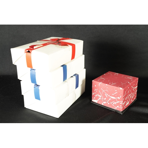 6 - A 20TH CENTURY SELECTION OF SWAROVSKI CRYSTAL comprising 3 coloured hearts, ball and chest (4.5cm ac... 