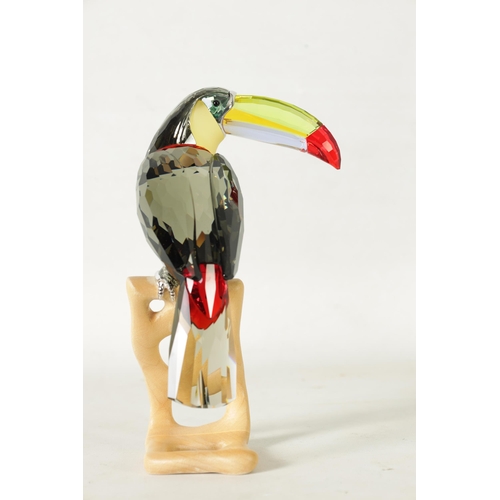 7 - A 20TH CENTURY SWAROVSKI CRYSTAL BIRDS OF PARADISE COLLECTION BLACK TOUCAN - boxed. (20.5cm high)