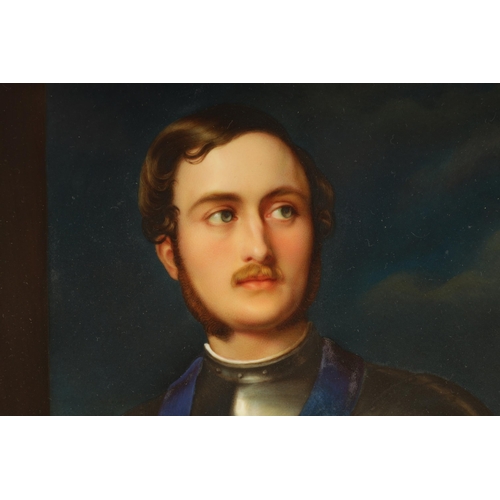 70 - A LARGE 19TH CENTURY GERMAN PAINTED PORCELAIN PLAQUE OF PRINCE ALBERT with velvet slip and fine 19th... 