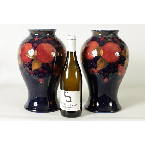 74 - A VERY LARGE PAIR 1930's/40's WILLIAM MOORCROFT INVERTED BALUSTER VASES tube lined and decorated in ... 
