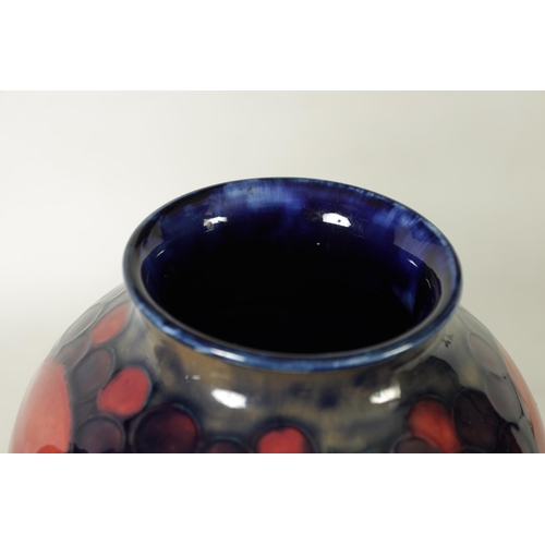 74 - A VERY LARGE PAIR 1930's/40's WILLIAM MOORCROFT INVERTED BALUSTER VASES tube lined and decorated in ... 