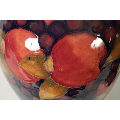 74 - A VERY LARGE PAIR 1930's/40's WILLIAM MOORCROFT INVERTED BALUSTER VASES tube lined and decorated in ... 