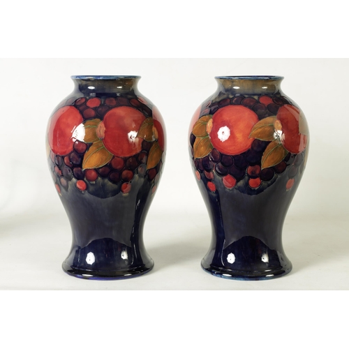 74 - A VERY LARGE PAIR 1930's/40's WILLIAM MOORCROFT INVERTED BALUSTER VASES tube lined and decorated in ... 