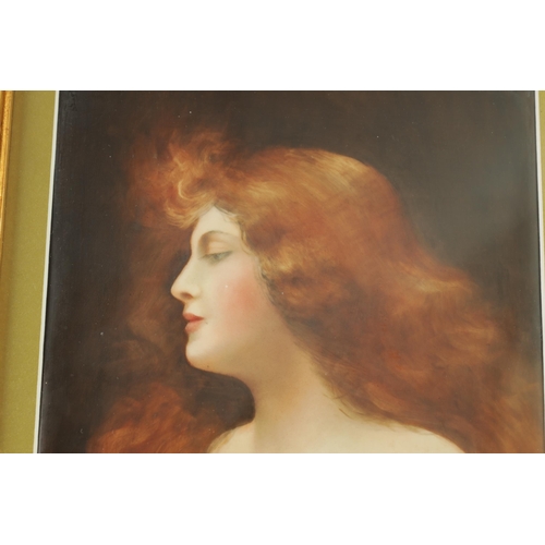 83 - A LIMOGES, FRANCE RECTANGULAR PORCELAIN HANGING PLAQUE SIGNED L DAVIES, NY finely painted with a sem... 