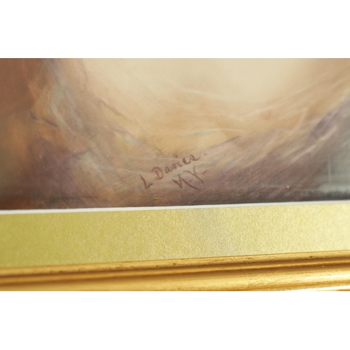 83 - A LIMOGES, FRANCE RECTANGULAR PORCELAIN HANGING PLAQUE SIGNED L DAVIES, NY finely painted with a sem... 