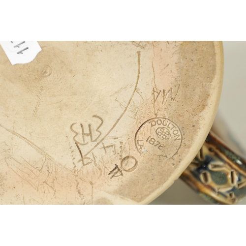 89 - A DOULTON LAMBETH SALT GLAZED STONEWARE TYG ON LARGE SIZE BY HANNAH BARLOW the body incised and deco... 