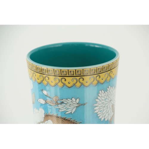 317 - A MASSIVE 20TH CENTURY CHINESE BULBOUS VASE WITH SLENDER NECK pale blue ground with scrolled leaf de... 