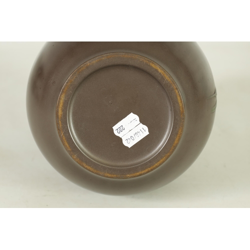 325 - A JAPANESE MEIJI PERIOD BRONZE AND MIXED METAL OVOID VASE with flowering grass and locust decoration... 