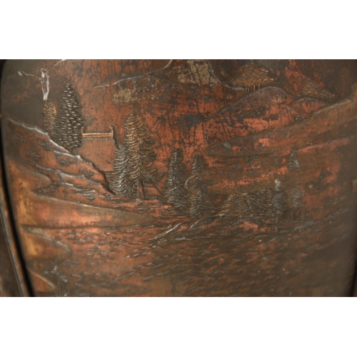 339 - A PAIR OF JAPANESE BRONZE WHITE METAL PANELLED VASES with figural and landscape scenes surrounded by... 