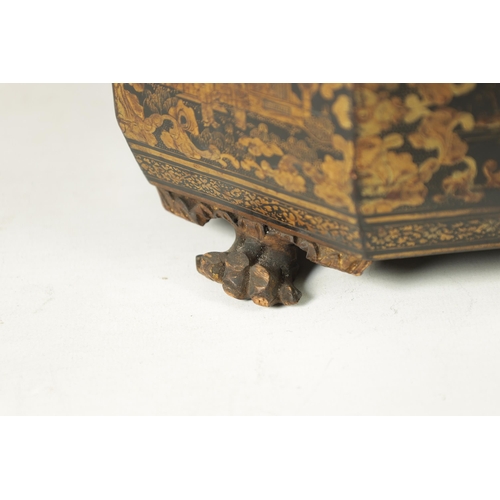 341 - A MEIJI PERIOD JAPANESE LACQUERED FITTED GAMES BOX OF OCTAGONAL SHAPE with lift off lid revealing co... 