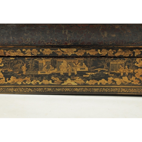 341 - A MEIJI PERIOD JAPANESE LACQUERED FITTED GAMES BOX OF OCTAGONAL SHAPE with lift off lid revealing co... 