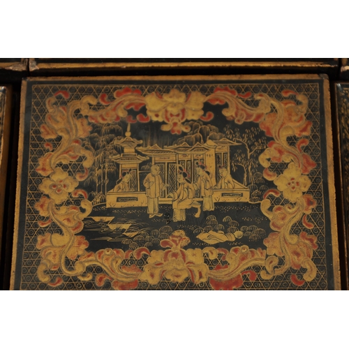 341 - A MEIJI PERIOD JAPANESE LACQUERED FITTED GAMES BOX OF OCTAGONAL SHAPE with lift off lid revealing co... 