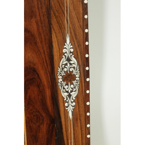 351 - AN EARLY 20TH CENTURY INDIAN MARQUETRY INLAID HARDWOOD PANEL the centre finely inlaid with a coloure... 