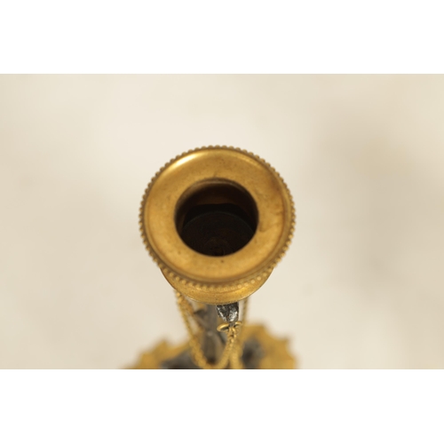 891 - A PAIR OF LATE 19TH CENTURY FRENCH BARBEDIENNE STYLE BRONZE AND ORMOLU CANDLESTICKS with naturalisti... 