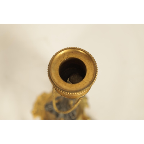 891 - A PAIR OF LATE 19TH CENTURY FRENCH BARBEDIENNE STYLE BRONZE AND ORMOLU CANDLESTICKS with naturalisti... 