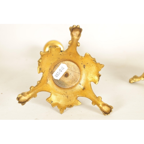 891 - A PAIR OF LATE 19TH CENTURY FRENCH BARBEDIENNE STYLE BRONZE AND ORMOLU CANDLESTICKS with naturalisti... 
