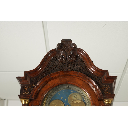 1180 - PIETER GIB, ROTTERDAM. A FINE 18TH CENTURY DUTCH BURR WALNUT AND MARQUETRY INLAID 8 DAY LONG CASE CL... 