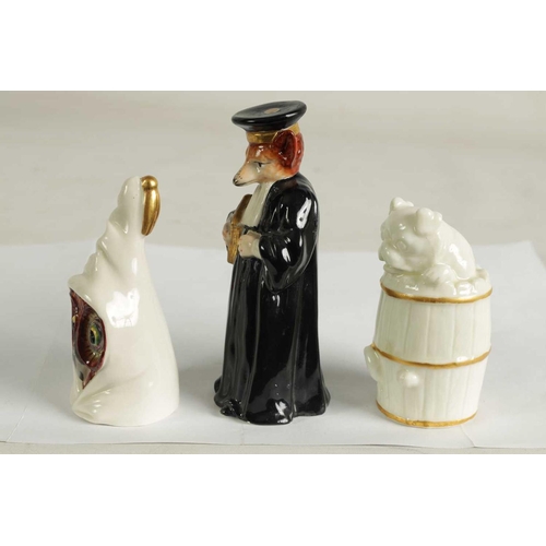 20 - A COLLECTION OF ROYAL WORCESTER CANDLE EXTINGUISHERS circa 1880, 1909 and 1925 comprising of Dog in ... 