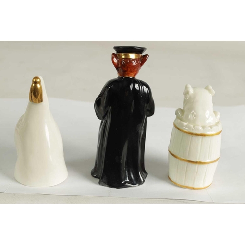 20 - A COLLECTION OF ROYAL WORCESTER CANDLE EXTINGUISHERS circa 1880, 1909 and 1925 comprising of Dog in ... 