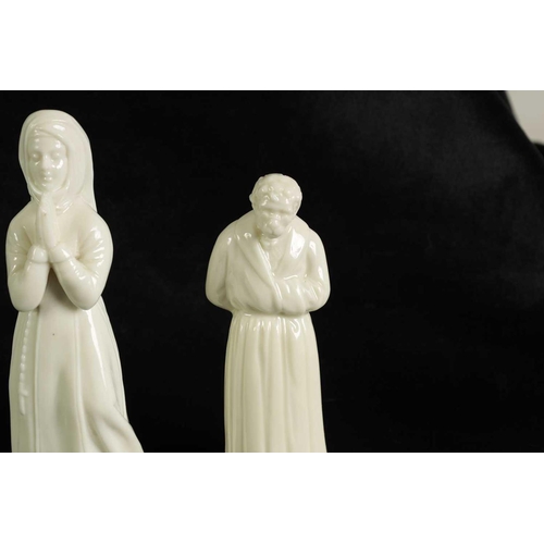 29 - TWO RARE KERR & BINNS PORCELAIN CANDLE EXTINGUISHERS CIRCA 1855, The praying Nun, also known as Sist... 