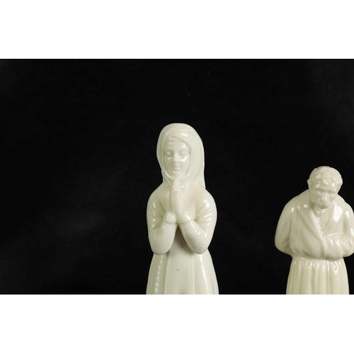 29 - TWO RARE KERR & BINNS PORCELAIN CANDLE EXTINGUISHERS CIRCA 1855, The praying Nun, also known as Sist... 