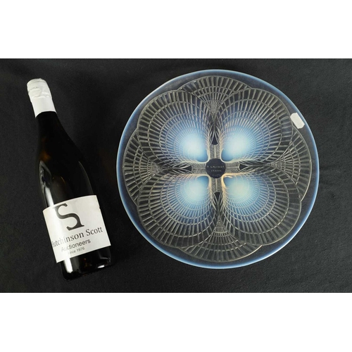 3 - A FRENCH R. LALIQUE COQUILLES CLEAR AND OPALESCENT SHALLOW GLASS DISH with wheel engraved signature ... 